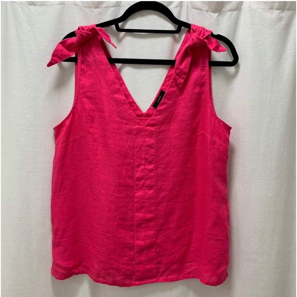 JCrew linen bow tank in bright pink - Picture 1 of 7